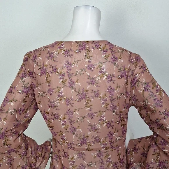 Natural Life Boho Floral Cottagecore Prairie Feminine Bell Sleeve Maxi Dress *M - Picture 8 of 13